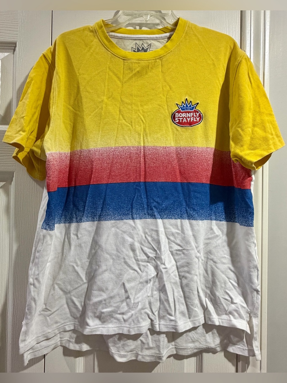 Born Fly Stay Fly "Flyer Than U Kid" Graphic Tee Shirt Yellow Sz L Streetwear